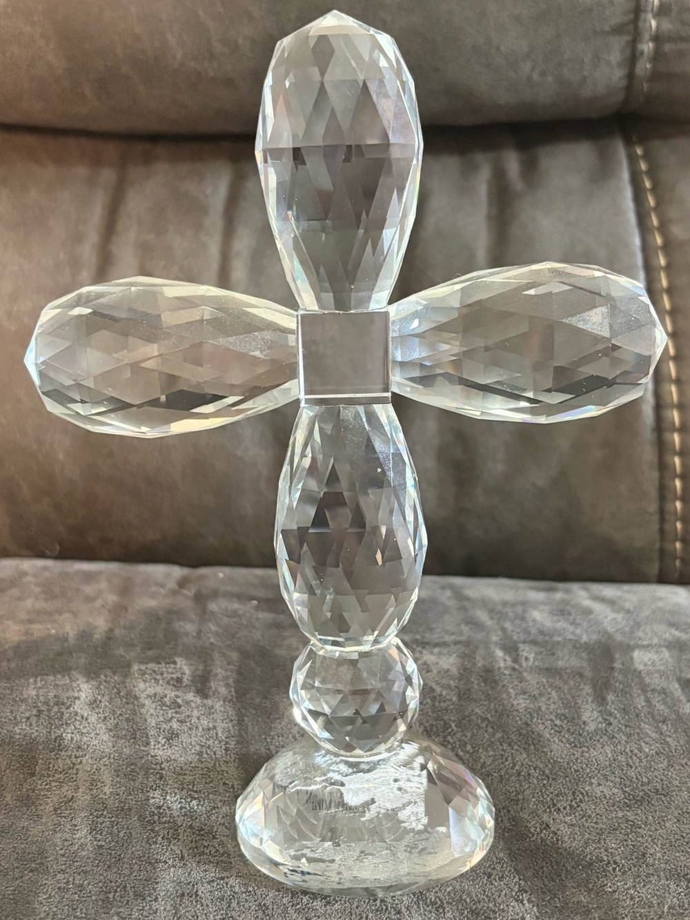 Clear Crystal Cross Accent - Elegant Clear Home Decor